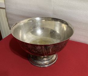 Vintage Silver Plated Footed Centerpiece Bowl 12” Diameter Decorative Serving