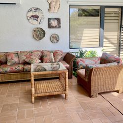 Vintage Sofa Chair And Table Indoors Or Outdoors