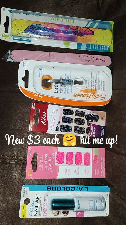 NEW NUEVOS Nail Art, Nail Strips, Sally Hansen tweezers, nail filler. $3 each $3 Cada Uno
