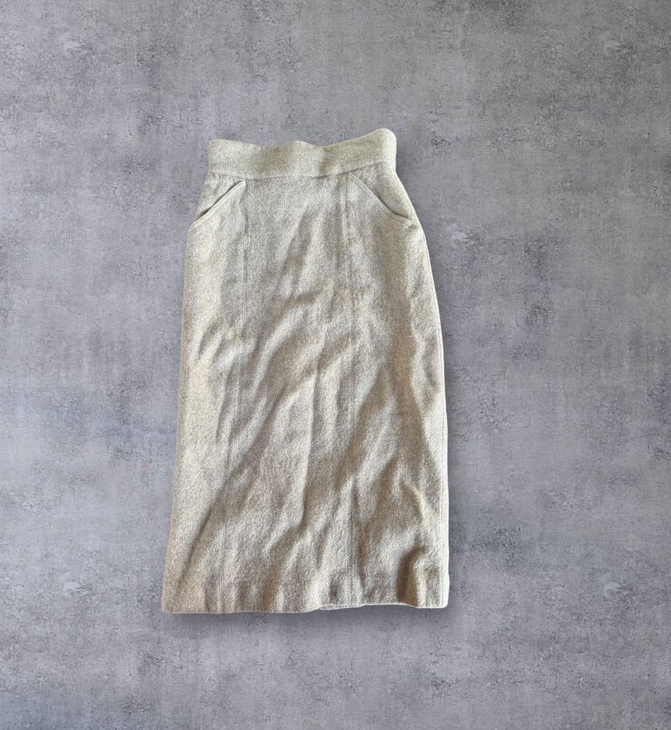 Vintage Karl Lagerfeld Wool Pencil Skirt Sz US Med 80s Quiet Luxury
