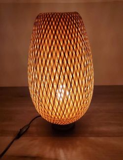 BÖJA Braided Bamboo Table Lamp Handmade Light bulb included