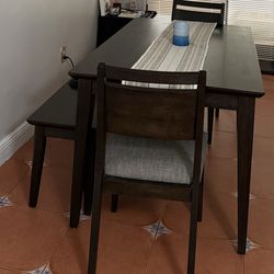 Dining table plus 4 chairs , coffee table , tv table and ottoman