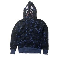 BAPE Shark Full Zip Hoodie (Blue Camo) - Size M - 30th Anniversary Edition 