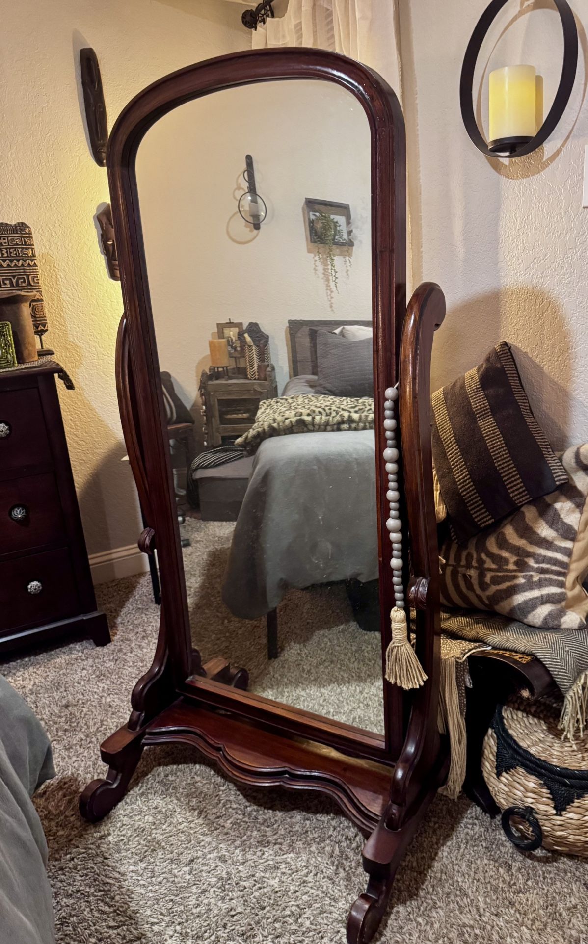 18th Century Mahogany Cheval Full-Length Mirror
