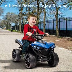 6V Kids Ride on Toy, 4 Wheeler ATV 1.8 MPH Max Speed, Wear-Resistant Wheels, LED Lights, Foot Pedal and Music, Electric Vehicle Car for Kids Toddlers