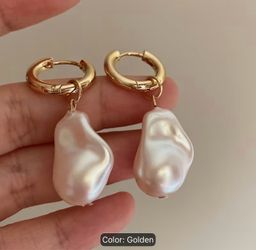 Baroque Pearl reGold Hoop Earrings
