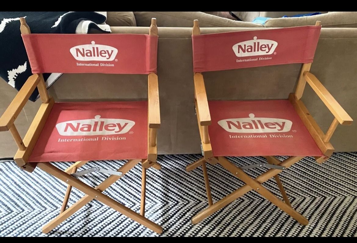VTG Red NALLEY company Directors Folding Commander Chair set of 2 MCM