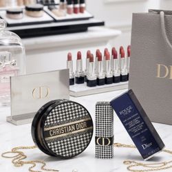 Dior Cushion Foundation And Lipstick Limited Houndstooth Design $28 EACH New In Box Regalos Mujer Dior Maquillaje, Retail $85