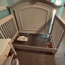 Oxford Cove Vintage White 4 N 1 Convertible/ Full Crib To Toddler Bed To Full Size Head And Foot Board 