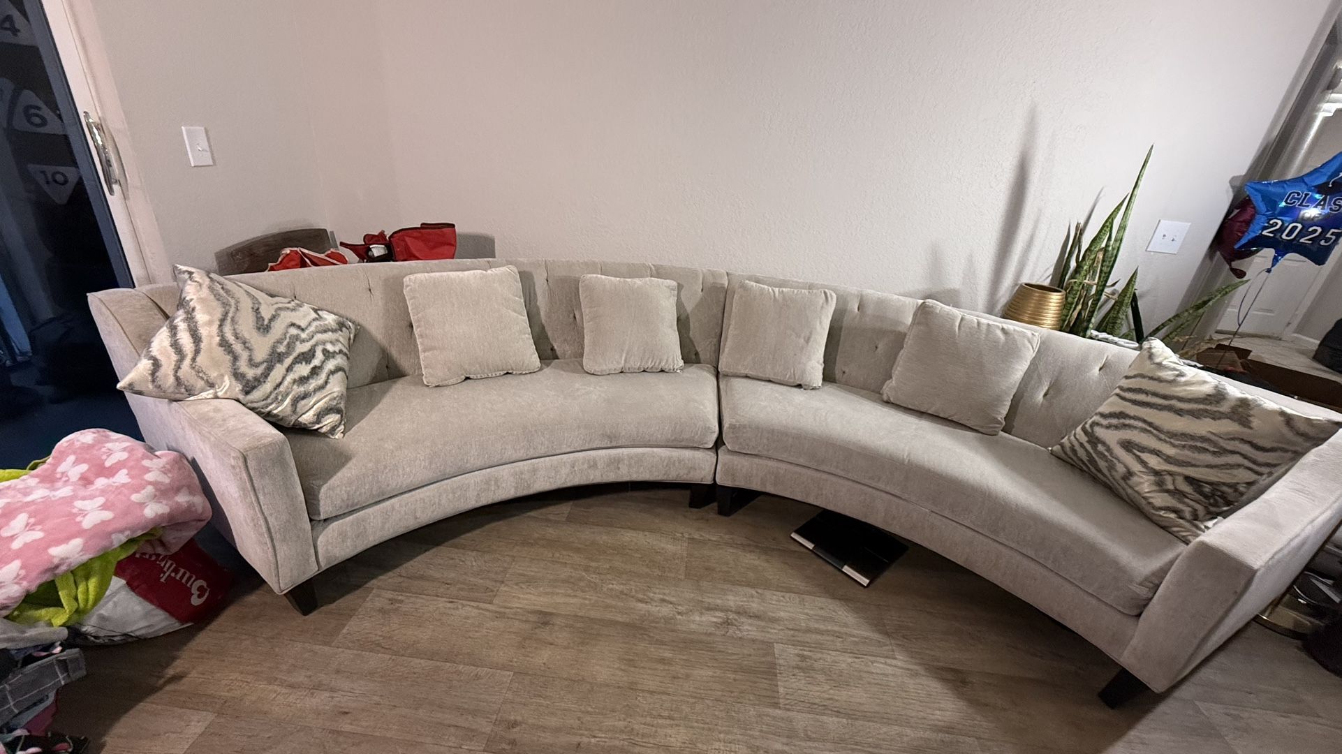 Half-Moon Curved Symmetrical 2 Piece Sectional Sofa