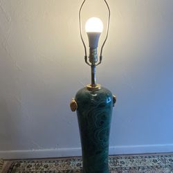 Faux Malachite Hollywood Regency Table Lamp