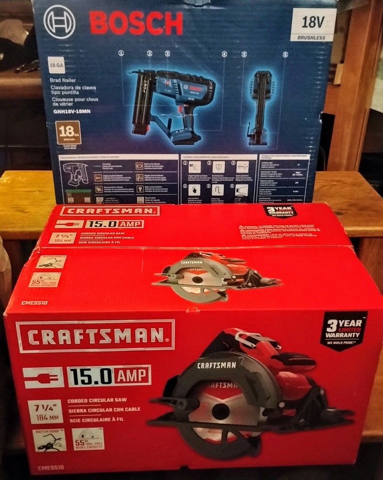 BOSCH 18V GNHNAIL Gun And CRAFTSMAN 15.0 AMP HANDSAW