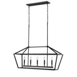 5-Light 40 in. Wide Taper Candle Matte Black Chandelier