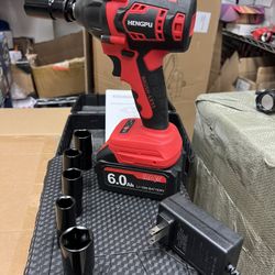 Impact Gun High Torque Electric Impact Driver Cordless Impact Wrench with 21V 6.0Ah Battery 6 Sock and changer 
