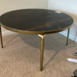 Hooker Coffee Table Real Black Marble Gold Accents 