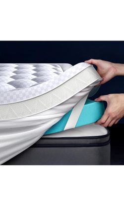 5 Inch Mega Support Memory Foam Queen Mattress Topper for Pressure Relief, Dual Layer 2.5" Pillow Top Mattress Topper Queen Plus 2.5" Cooling Gel Infu