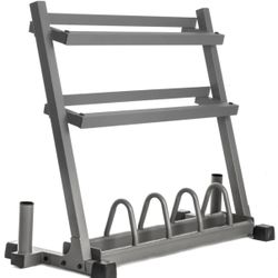 XMARK Dumbbell Rack + Plate Storage + Dual Bar Holder