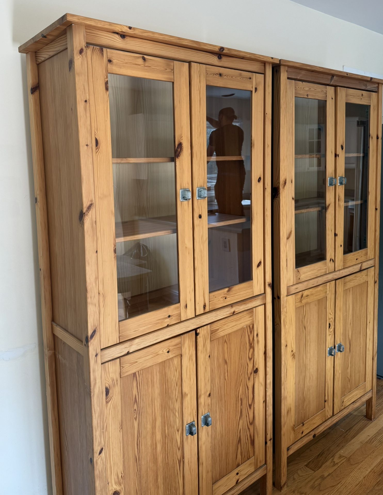 2 Pine Kitchen Dish Cabinets