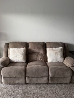 Light Brown/Tan Double Recliner Couch