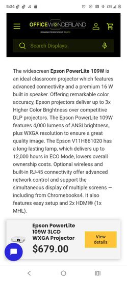 Projector power light 109