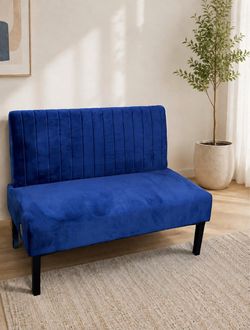 Mini Small Comfy Couch Armless Loveseat Sofa for Bedroom with USB Port, Velvet Couches for Small Spaces Living Room, Apartment Office Dorm