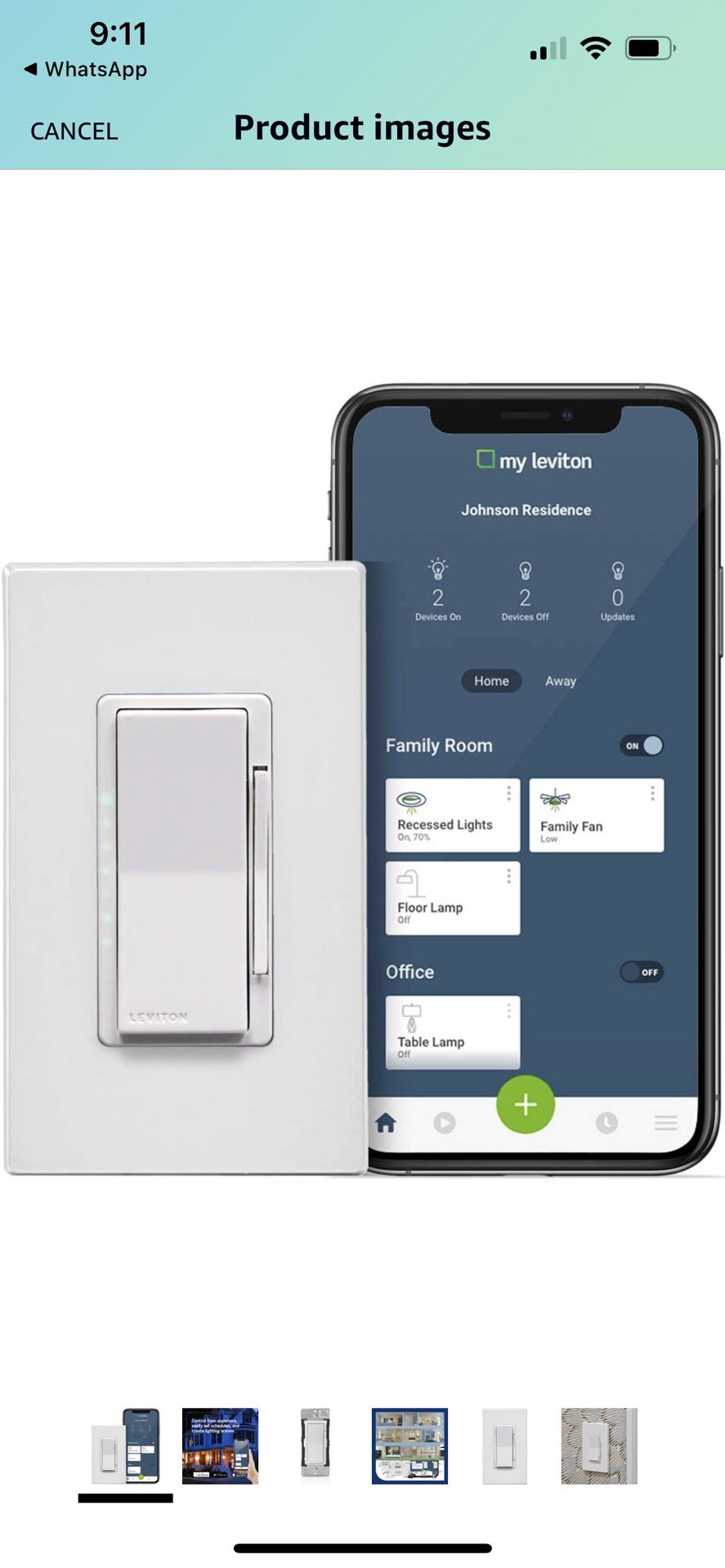 Leviton DW6HD-1BZ Decora Smart Wi-Fi 600W Universal LED/Incandescent Dimmer, Works with Amazon Alexa, No Hub Required, 1-Pack, White