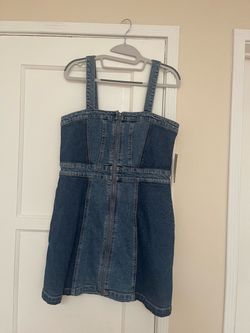 Denim Mini Dress with Front Zipper