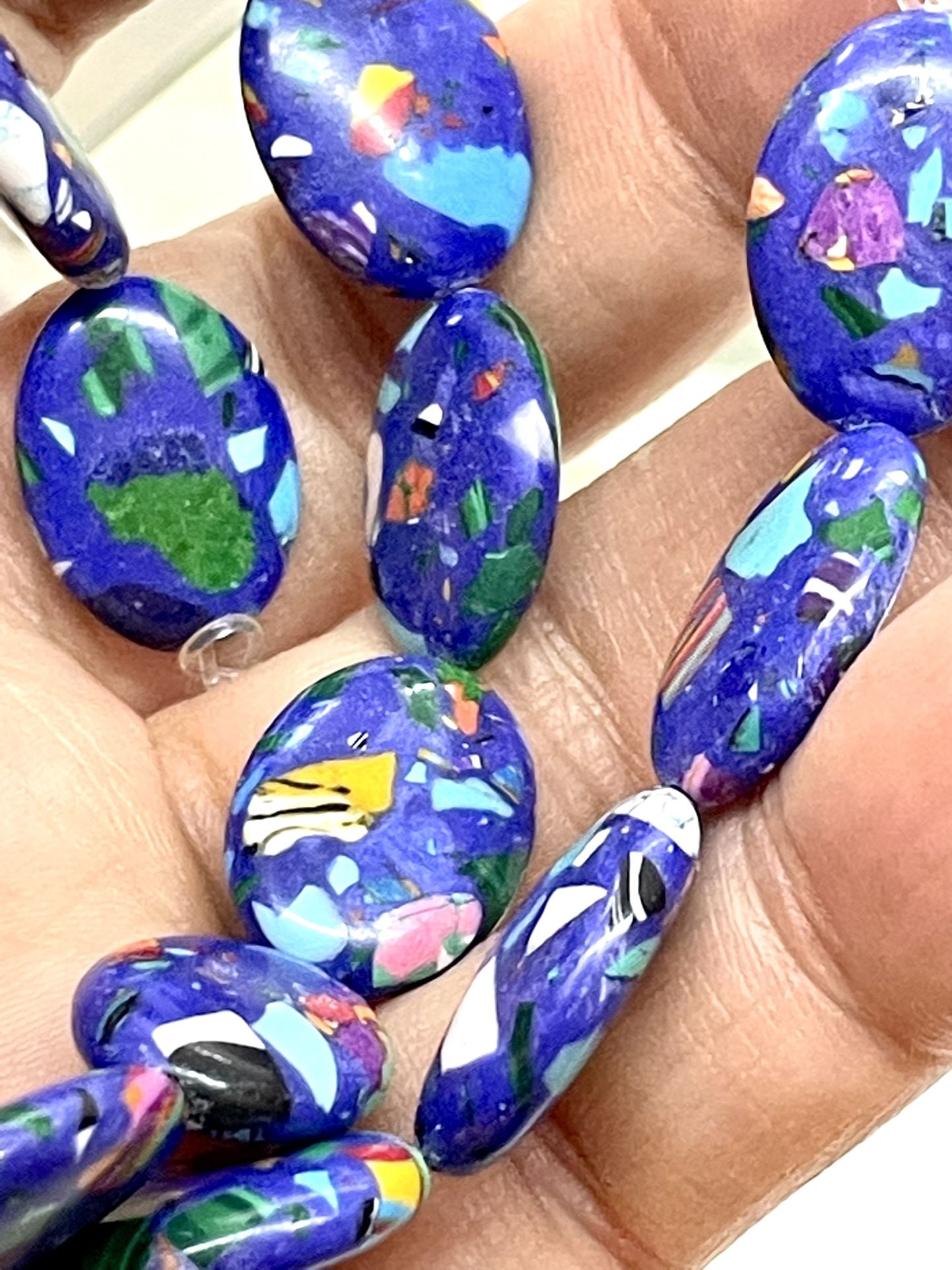 Strand Of Colorful Mosaic Beads. 376