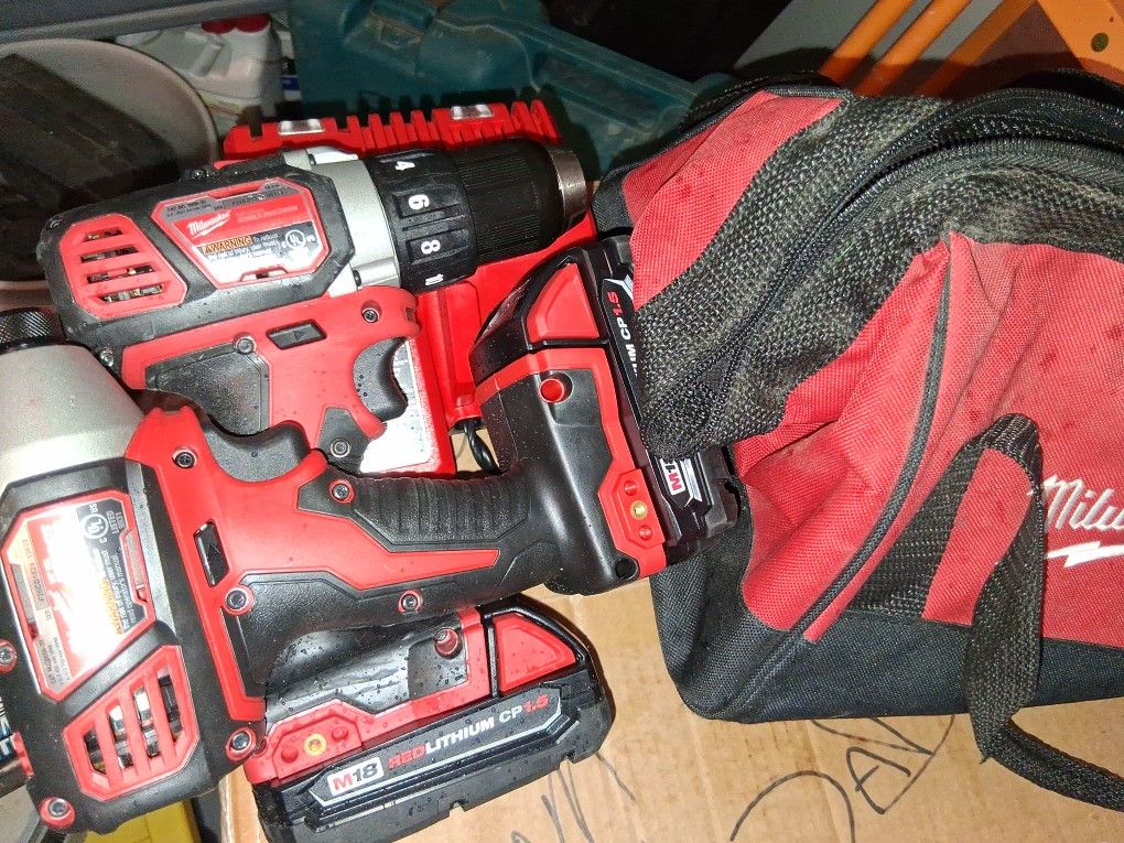 Milwaukee M18 Red Lithium Battery Drill Combo