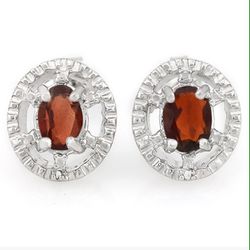 Garnet and diamond earrings