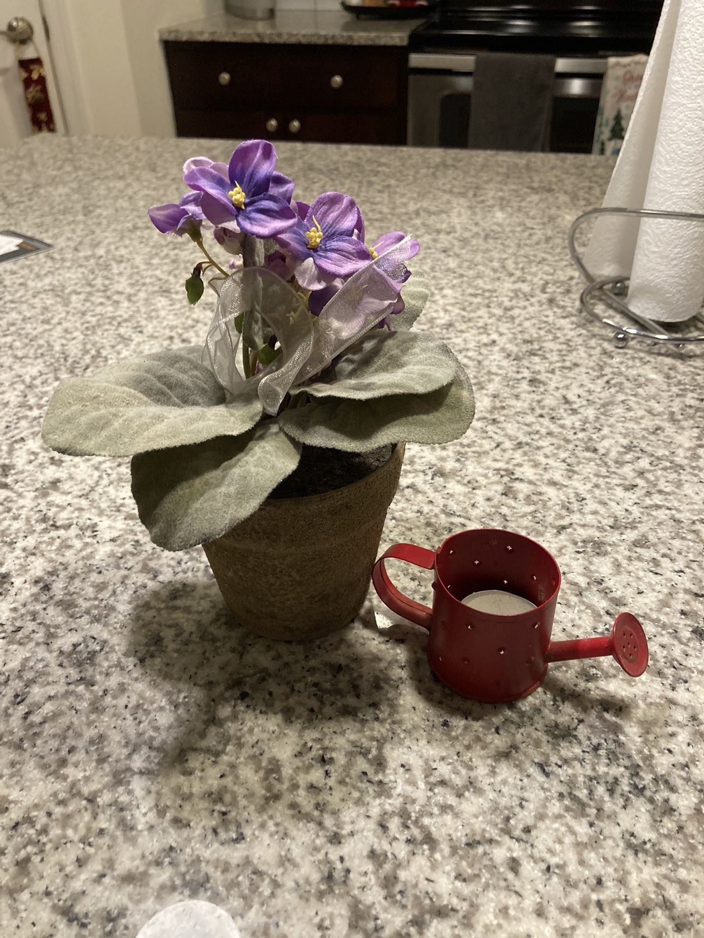 Artificial Flower With Watering Can Candle Holder