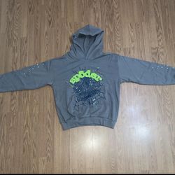 Brand New Sp5der Hoodie Slate Grey Size L