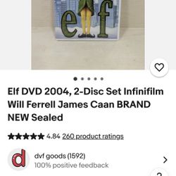Elf DVD 2004, 2-Disc Set Infinifilm Will Ferrell James Caan BRAND 