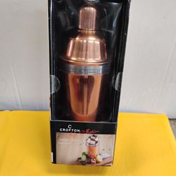 Crofton Recipe Cocktail Shaker features a classic cobbler design with a built-in strainer and integrated recipe markings on the exterior.