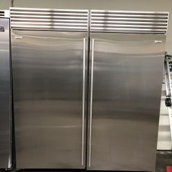Sub Zero 72” Wide Side By Side Stainless Steel Refrigerator Columns 
