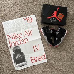 Nike Air Jordan 4 Bred 2019 Men’s Size 10.5