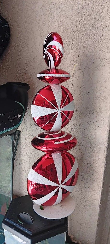 Christmas Peppermint Place Swirl Candy Cane Candle Holder Pedestal
