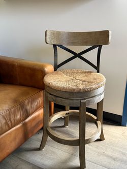 Pottery barn quality weathered wood 360 swivel barstool