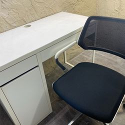 White Desk With Storage & Rolling Office Chair - Delivery Available for a Fee - See My Other Items