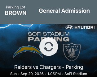 SoFi Parking Pass - Brown Lot - Raiders vs Chargers - 9/20/2026