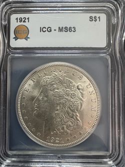 1921 Morgan Silver Dollar ICG Graded MS63