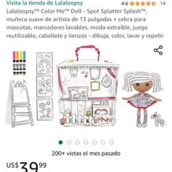 Lalaloops Color Me Doll - Penny Dots 'N' Blots muñeca suave de artista de 13 pulgadas + guepardo para mascotas, marcadores lavables, moda extraíbles, 