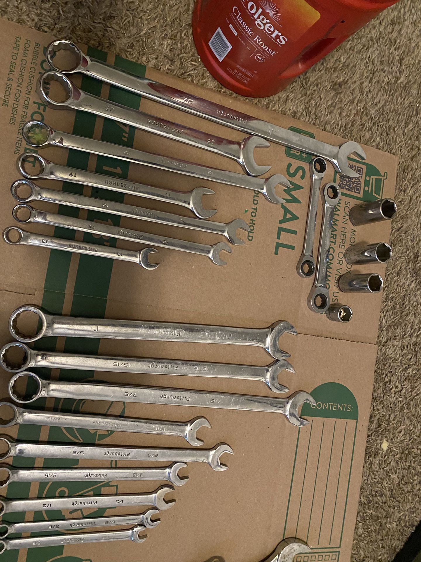 Pittsburg Combination Wrenches and Various Sockets