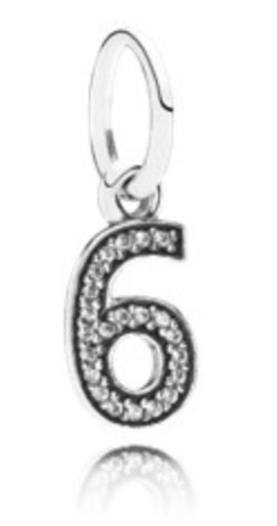 Pandora Number 6 Dangle Charm