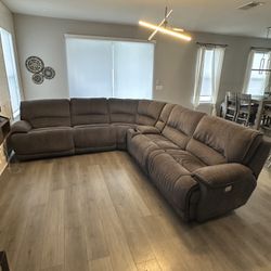 Olsen Dual-Power Reclining Sectional  with USB Charging Ports 