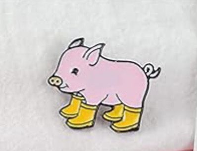 Pig In Bright Yellow Rain Boots Enamel Brooch Pin