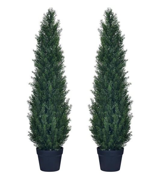 2 Packs 3ft Artificial Cedar Topiary Trees - Fake Boxwood Topiary Cypress Trees Potted Plants, Artificial Plants Shrubs for Home Indoor Outdoor Garden