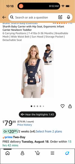Sharth Baby Carrier with Hip Seat
