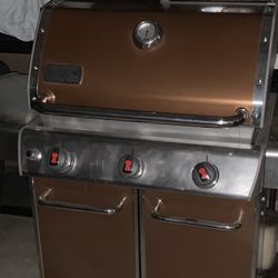 (Orange) Weber Genesis 3 Burners Large Heavy BBQ Propane Grill Stainless Steel