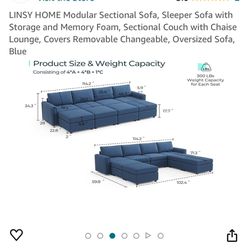 Sectional Couch In Navy Color